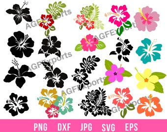 Flor de hibisco SVG: Clip art hawaiano tropical (descarga digital)