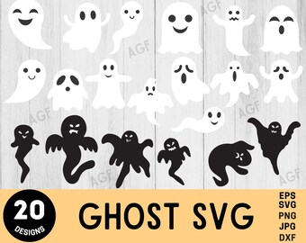 Cute Ghost SVG Bundle, Halloween Clipart (Digital Downloads)