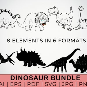 Dinosaur SVG Bundle: Jurassic Clipart, Cricut & Silhouette Files (Digital Download)