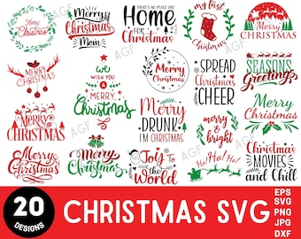 Merry Christmas SVG Bundle: Holiday Clipart (Digital Download)