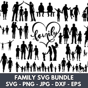 Family SVG Bundle, Family PNG Bundle, Family Clipart, Family SVG Cut Files for Cricut, Father & Children svg, Family Silhouette, Father svg