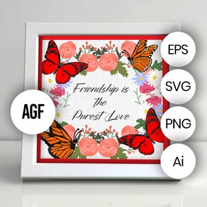3D FREUNDE SVG - Shadowbox svg - Cricut Shadow Box SVG, Geschenk für Papercut, Shadowbox svg