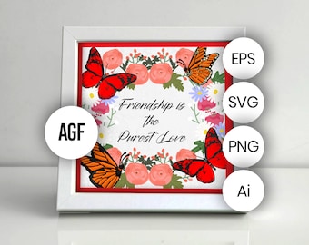 3D Freunde Schattenbox SVG: Papierschnitt Geschenk (Digitaler Download)