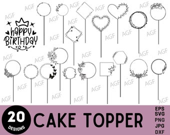 Cake Topper,  Topper SVG Bundle, Cake Topper, Party, Decor, Cake Svg File, Vetor, Cricut, Silhouette,Instant download