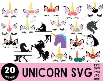 unicorn bundle svg, unicorn clipart, unicorn face svg, unicorn svg file, dxb,cut file,digital downloads