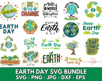 Pacote de imagens SVG para o Dia da Terra: Globo, Reciclagem, Clipart do Planeta (Download Digital)