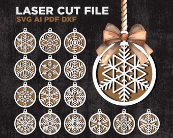 Christmas Ornaments SVG Laser Cut Files, Christmas Tree Toys SVG Bundle, Christmas ornaments Svgs 2023, Laser Cut File,