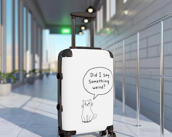 ¿Dije algo raro? Maleta de gato | Divertida ilustración de gato para equipaje