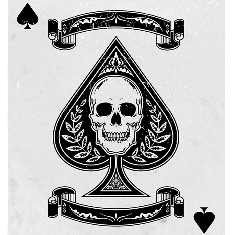 Ace of Spades Skull Card Etsy