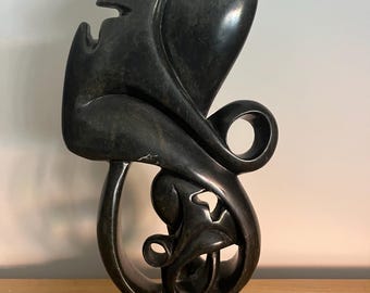 Zimbabwean Shona Springstone Sculpture | Abstract Figurative African Stone Art | Hand Carved Zimbabwe | 36cm Statement Piece