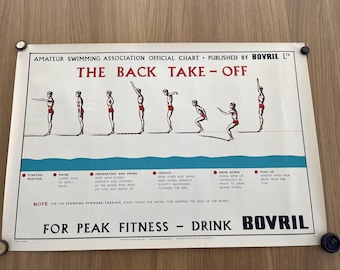 Original Bovril Amateur Swimming Association Poster | 1950s Vintage Sports Wall Art | Choose Your Subject