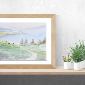Watercolor painting "Morning Silence" , Forest Print, Nature Print, Landscape Art, Home Decor, Wall Art, Living Room Decor, Woodland