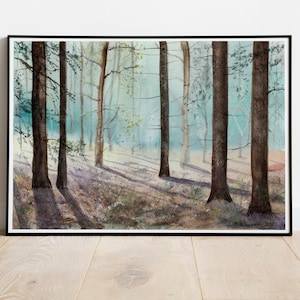 Watercolor painting &quot;Forest Miracle&quot; , Forest Print, Nature Print, Landscape Art, Home Decor, Wall Art, Living Room Decor, Woodland