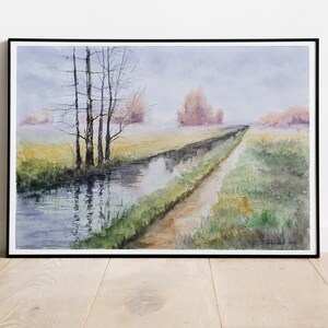 Watercolor painting &quot;Inspired by Levitan&quot; , Forest Print, Nature Print, Landscape Art, Home Decor, Wall Art, Living Room Decor, Woodland