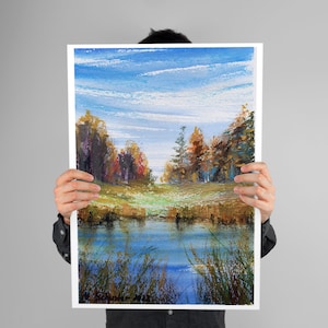 Watercolor painting &quot;Moment in Time&quot; , Forest Print, Nature Print, Landscape Art, Home Decor, Wall Art, Tree, Living Room Decor, Woodland