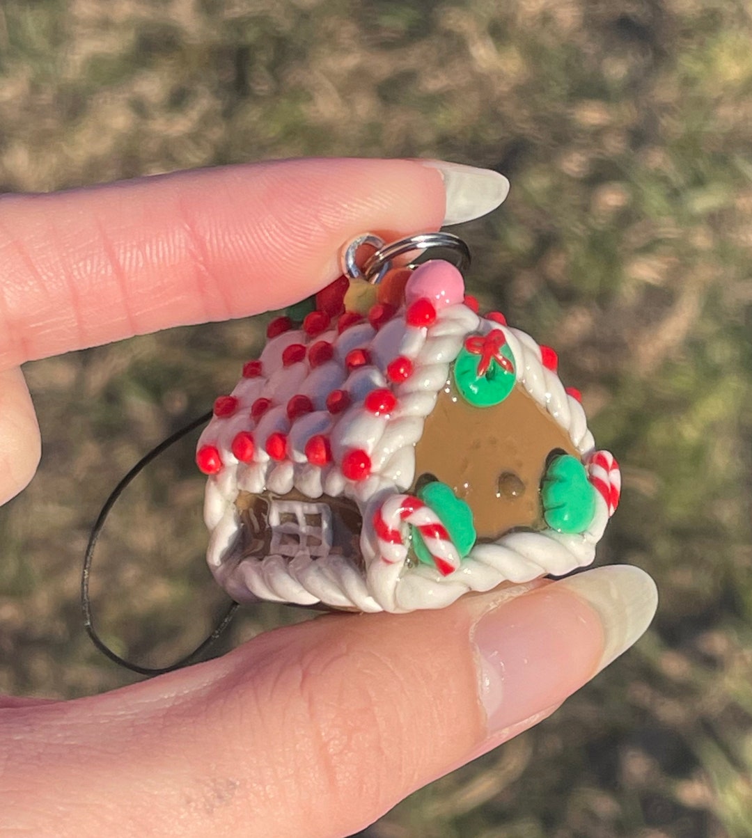Gingerbread House Ornament/keychain Polymer Clay Etsy