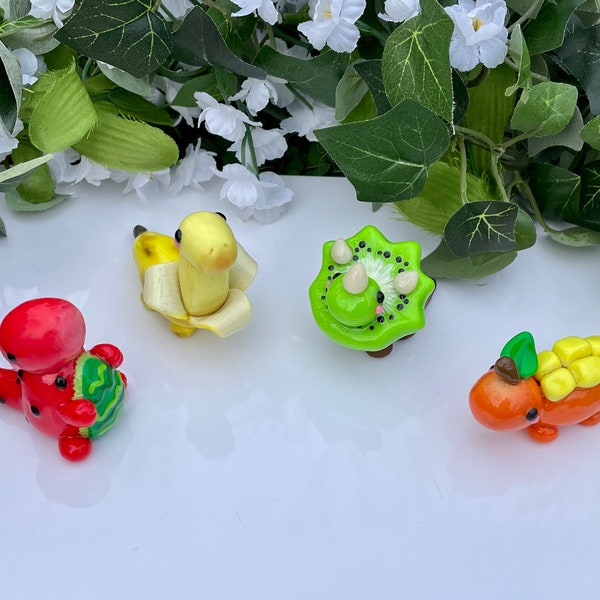 Fruit Dinosaur Polymer Clay Figurines/Dinosaur Desk Buddy/Dinosaur Sculpture