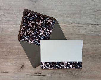 Envelopes lined 5x7 handmade to order, floral liners assembled, set with card and closure sticker or belly band