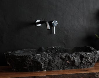 Spacious Marble Bathroom Sink: Handcrafted Luxury Stone Basin for Modern Home Decor