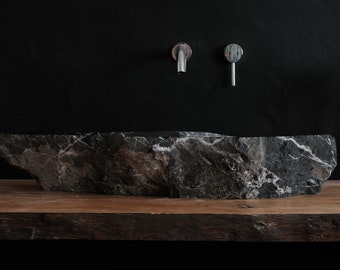 Lavabo artisanal en marbre (marbre noir)