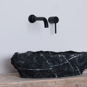 Marble Sink from Black and White Spanish Marble - Expertly Handcrafted