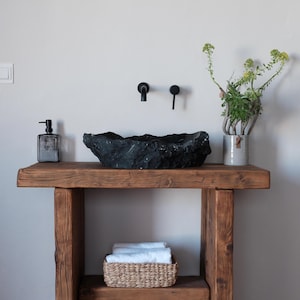 Handcrafted black marble sink