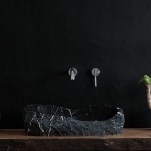 Marble Sink in Black with White Veins - Spanish Handcrafted Masterpiece
