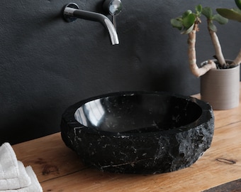 Handgefertigtes Waschbecken aus Marmor (schwarzer Marmor)