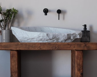 Sink in Contemporary Gray and White Marble 71 x 38 cm