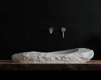 Sink in Luxurious White Marble for Bathrooms 80 x 41 cm