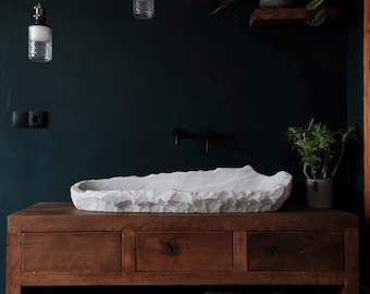 Luxurious Oversized Italian Marble Basin: Handcrafted Elegance for Modern Bathrooms