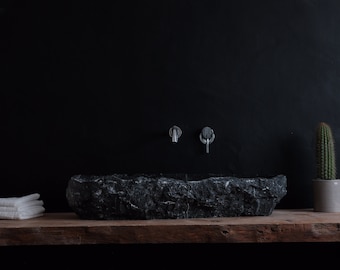 Washbasin Handcrafted Marble vanity (Black marble)