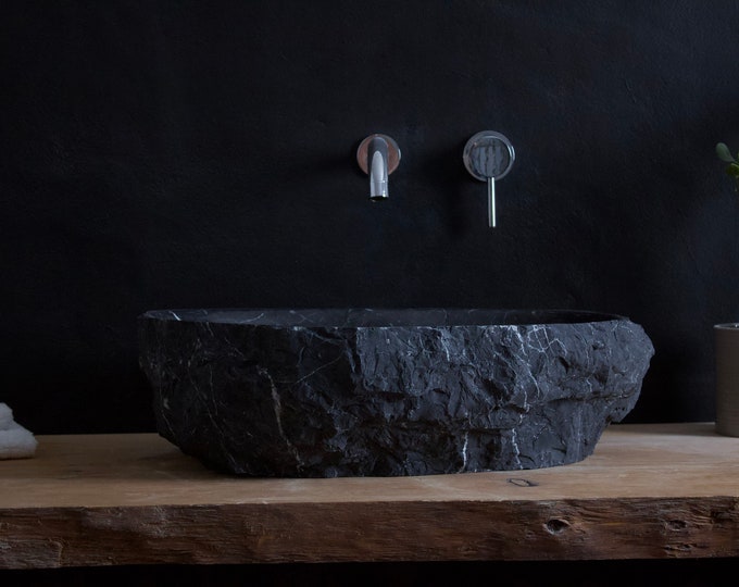 Stone Sink Vanity black Marble Etsy