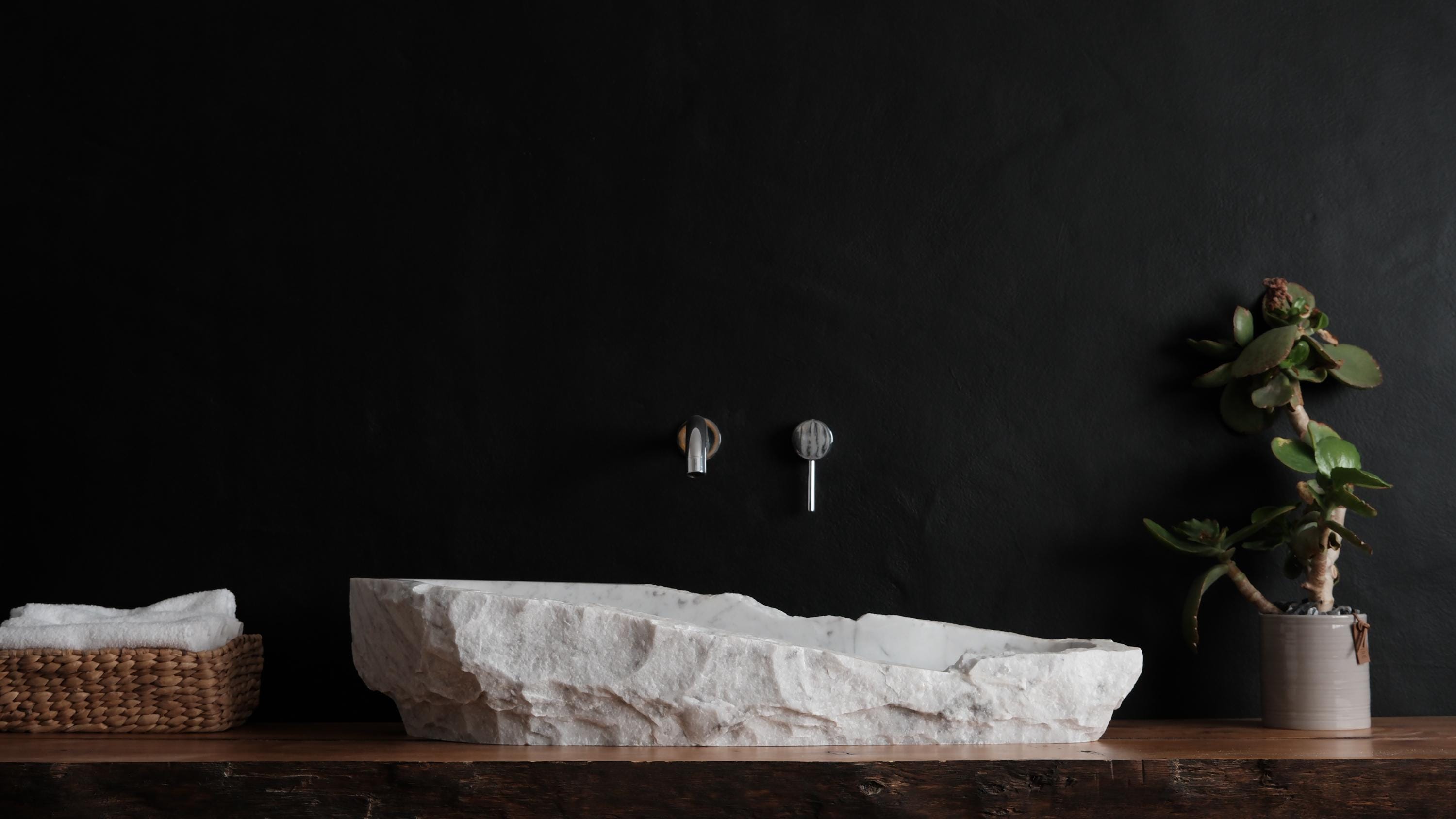 Elegant Bianco Carrara Marble Sink: Handcrafted Timeless Bathroom Decor in Natural Stone