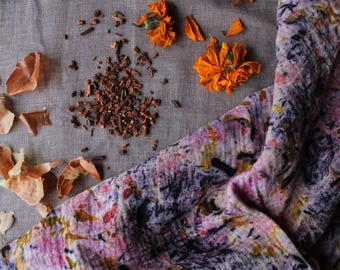 Kit de ecoimpresión DIY: chal de algodón teñido en paquete, juego de tintes naturales