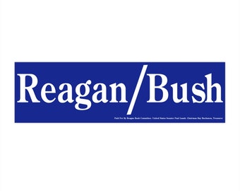 Vintage 1984 Ronald Reagan Campaña Parachoques Pegatina / Réplica Retro Calcomanía Presidencial / 84 Reagan Bush Truck Car Vinilo Ventana Pegatina Calcomanía