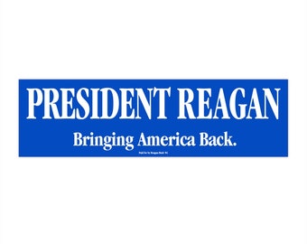 Vintage 1984 Ronald Reagan Campaña Parachoques Pegatina / Réplica Retro Calcomanía Presidencial / 84 Ronald Reagan Truck Vinilo Ventana Pegatina Calcomanía