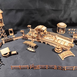 50-częściowy zestaw materiałów do gry na zewnątrz w skali 28 mm do gier stołowych - wycinane laserowo plany dekoracji terenu - pobieranie cyfrowe i plany modeli