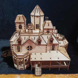 Grand Victorian Manor / Haunted House Laser Cut Miniature Model Plans SVG Digital Download