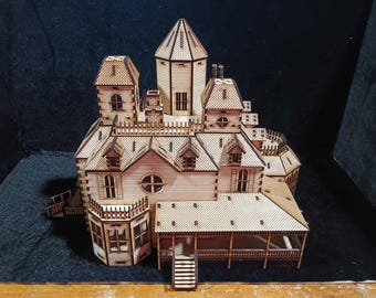 Großartiges viktorianisches Herrenhaus / Geisterhaus Laser Cut Miniatur Modell-Pläne SVG Digital Download