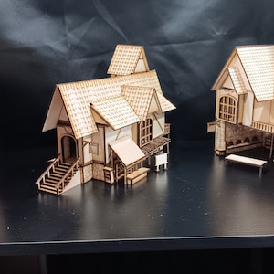 3 unikalne średniowieczne sklepy w skali 28 mm wycinane laserowo miniatury do gier D&D, gier stołowych i planów modeli SVG Digital Download