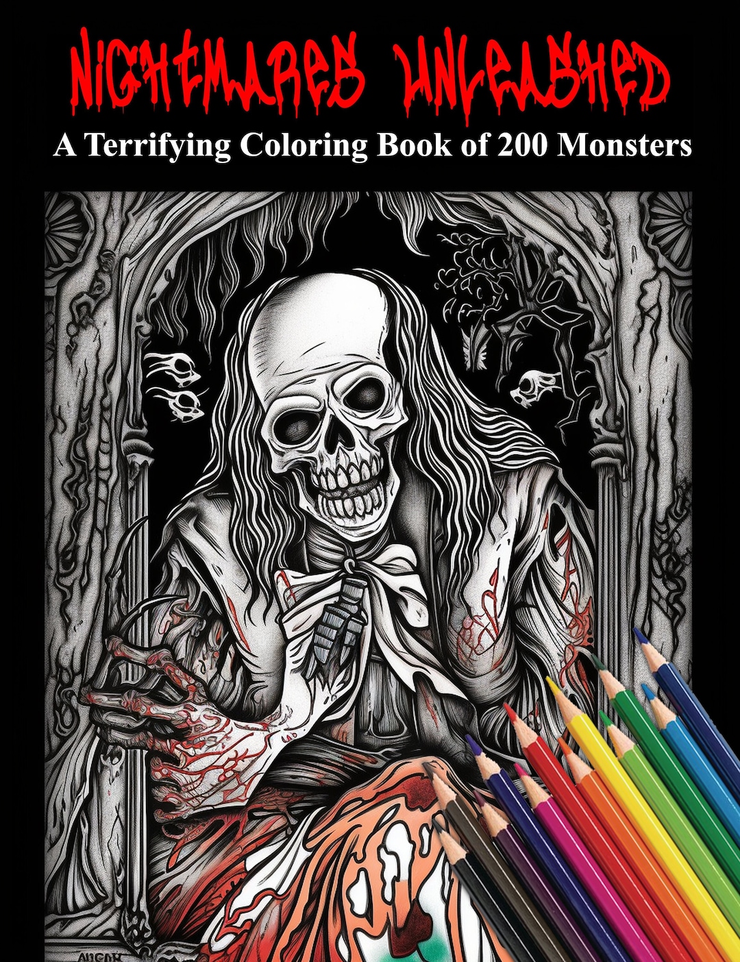 Nightmares Adult Coloring Book: 200 Monster Coloring Sheets Digital ...