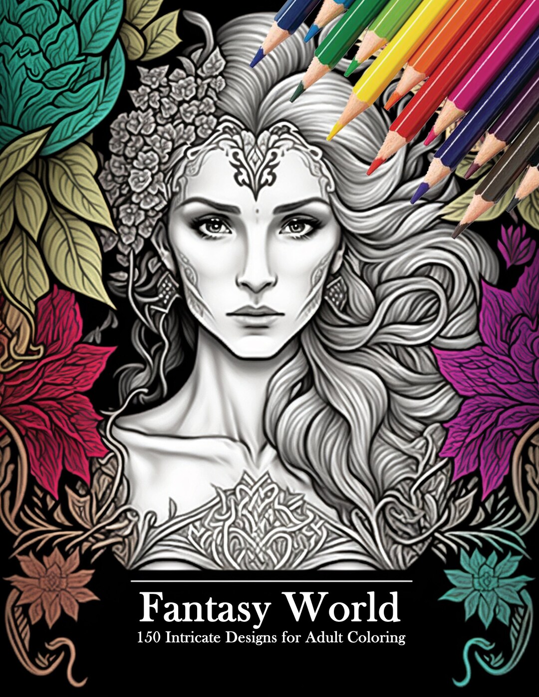 Fantasy World Adult Coloring Book: 150 Intricate Designs Digital ...