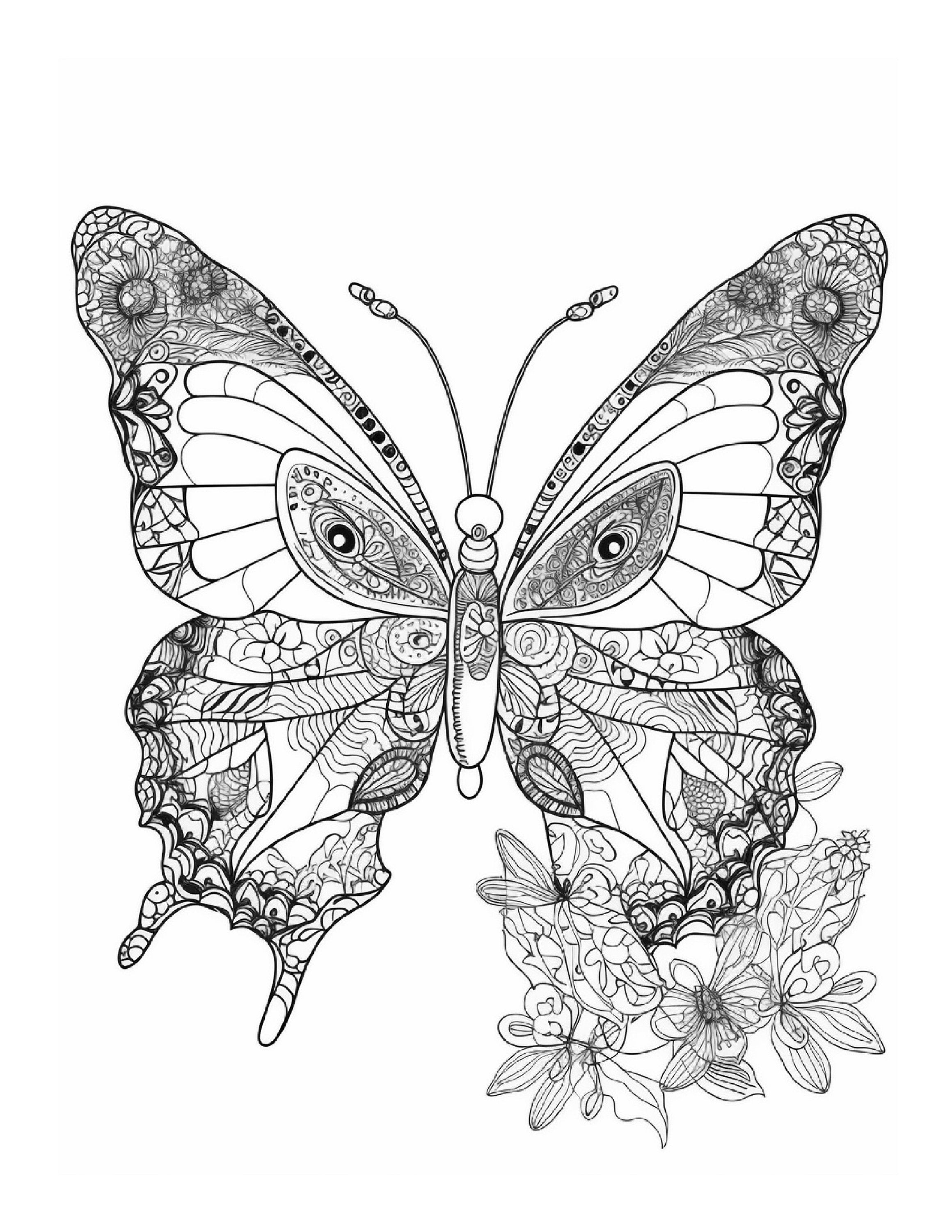 Butterfly Bliss Adult Coloring Book: Butterfly Coloring With 200 ...