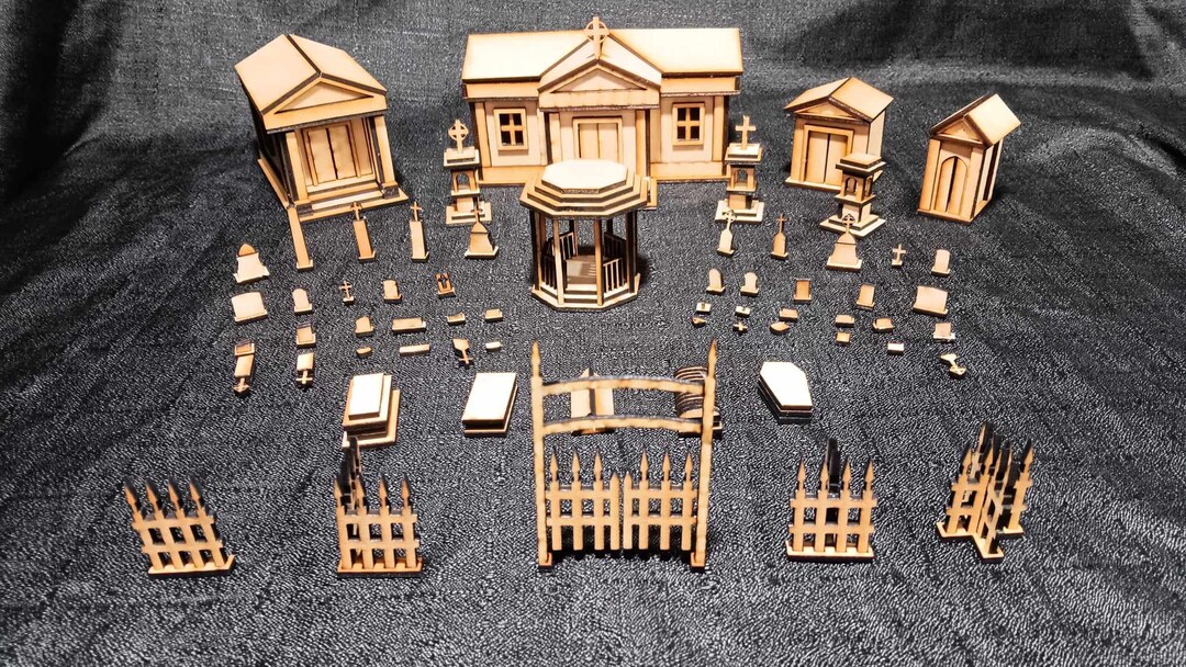 50 Piece 28mm Scale Cemetery Laser Cut Miniatures for Tabletop Games