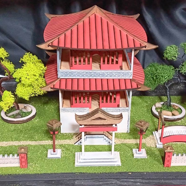 Buddhist Temple Modular Laser Cut Miniature Model Plans SVG, DXF, AI, LBRN2 Digital Download