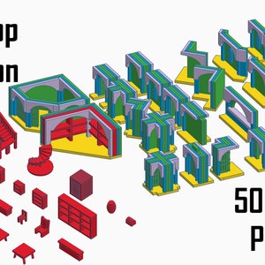 50-Piece Modular Dungeon Kit | 28mm Scale Laser Cut Plans | Tabletop Gaming | SVG Digital Download