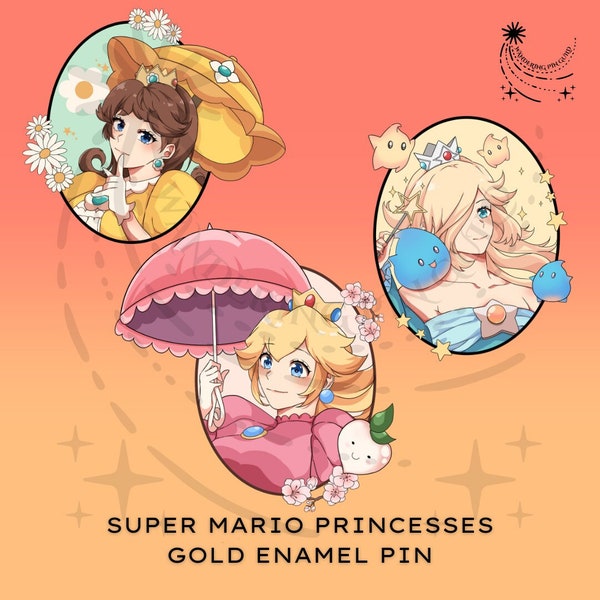 Super Mario Princesses Gold Enamel Pin