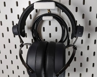 professional headphone holder with cable reel and connector connection for ikea skadis