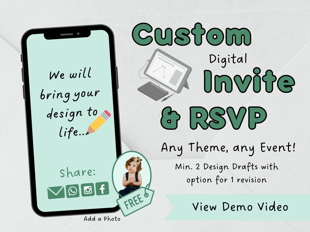 Customised Digital Invite and RSVP Any theme any design possible ...